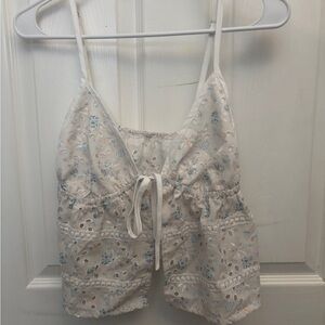 Floral Eyelet Crop Top
